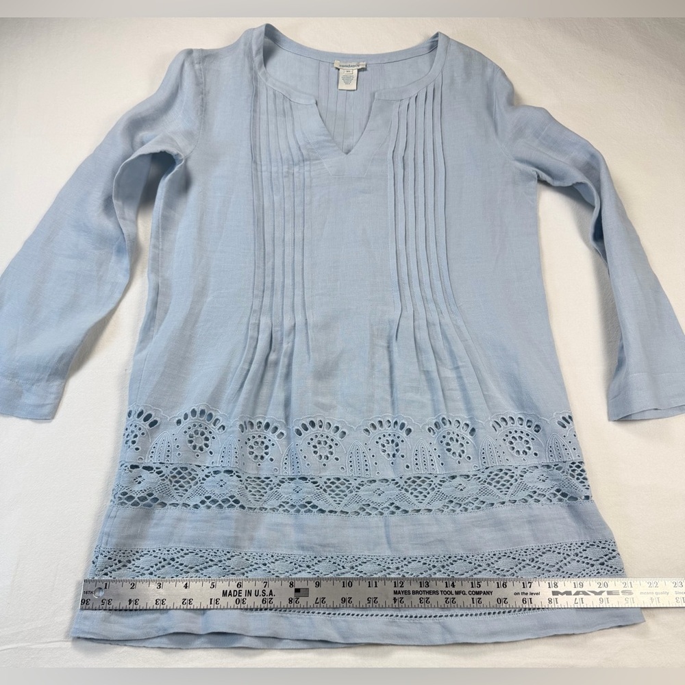 Sundance Alyssa Linen Eyelet Tunic Light Blue Size XS EUC - Picture 7 of 9